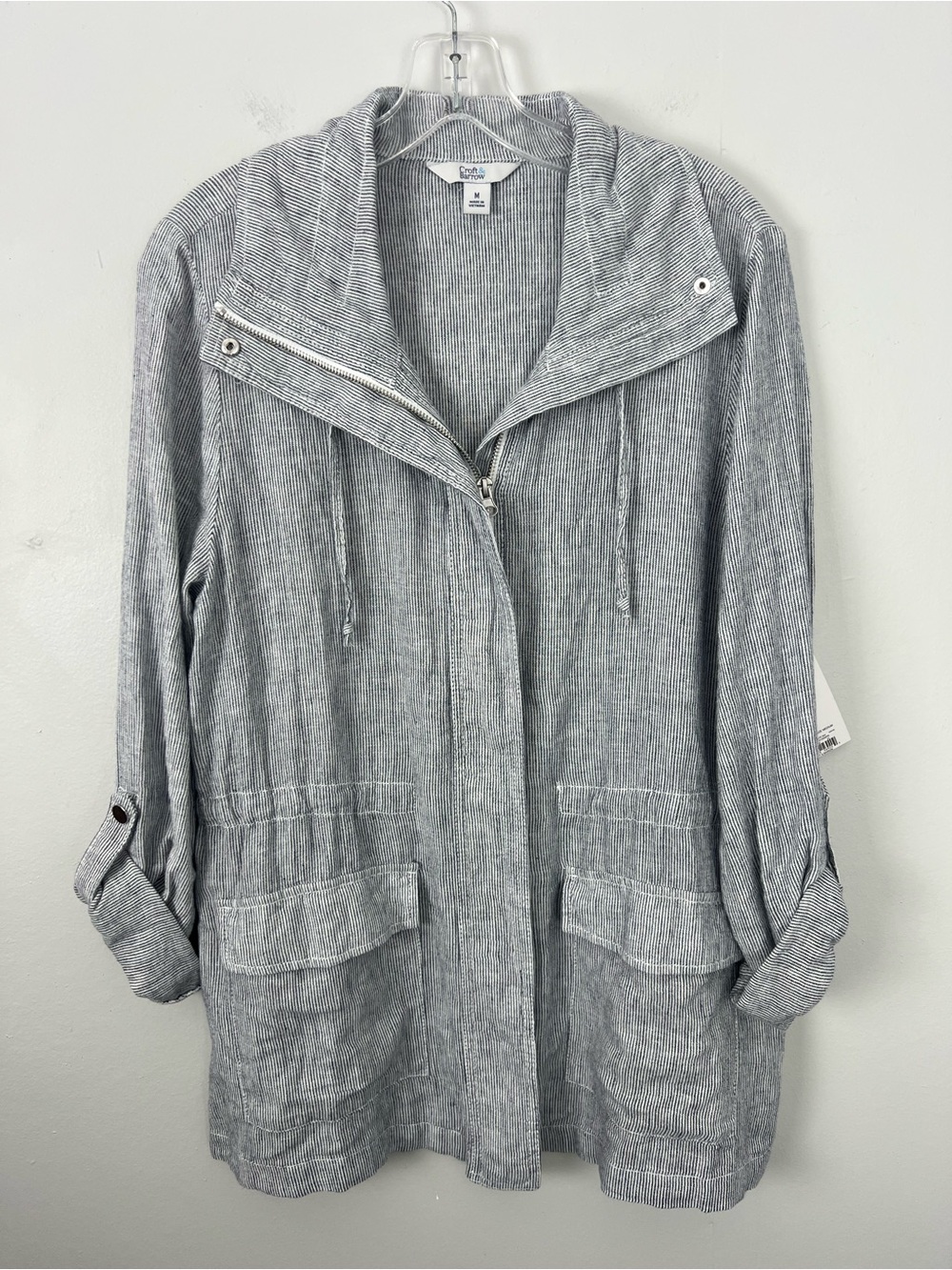 Croft & Barrow NWT Linen Blend Striped Lightweight Jacket